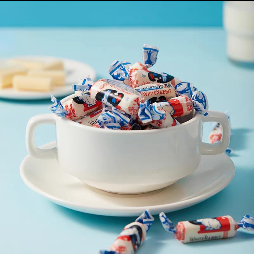 White Rabbit Candy，White Rabbit，Chinese Candy，500 Gram，About 90 pieces，Desserts, Wedding,Easter,Rabbit Toffee,Shanghai Specialties Snacks Childhood Tastes(1)