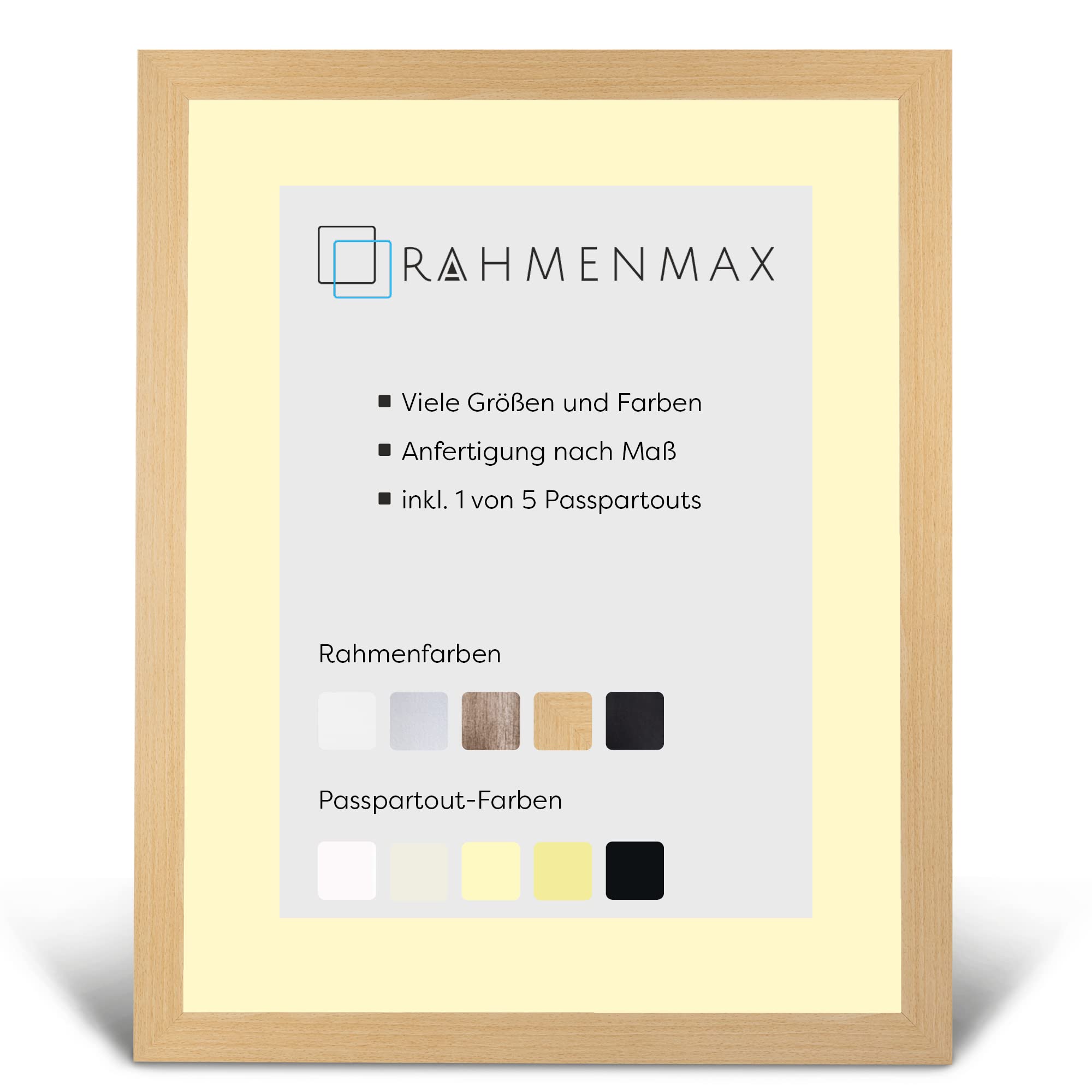 Cadre photo 30 x 70 cm RahmenMax Morena grand format passe-partout blanc en MDF