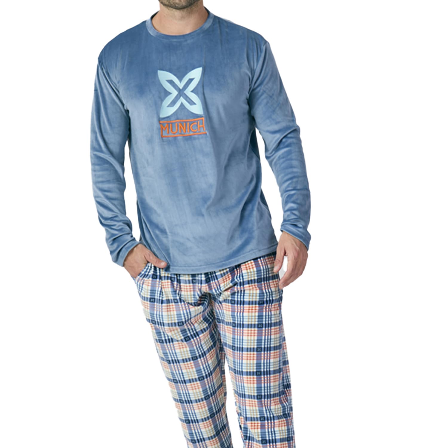 Munich Pijama Terciopelo Manga Larga MU3 para Hombre