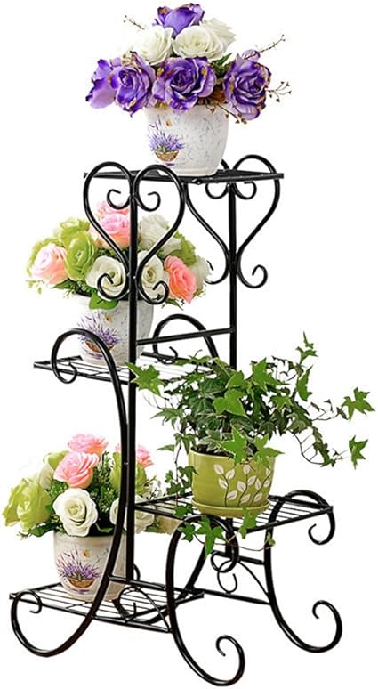 BESTOMZ Pflanzenständer Blumenbank 4 Stufen aus Metall für InnenBalkon
