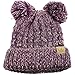 Kids CC Ages 2-7 Pom Pom Ears Chunky Thick Stretchy Knit Soft Beanie Hat Purple