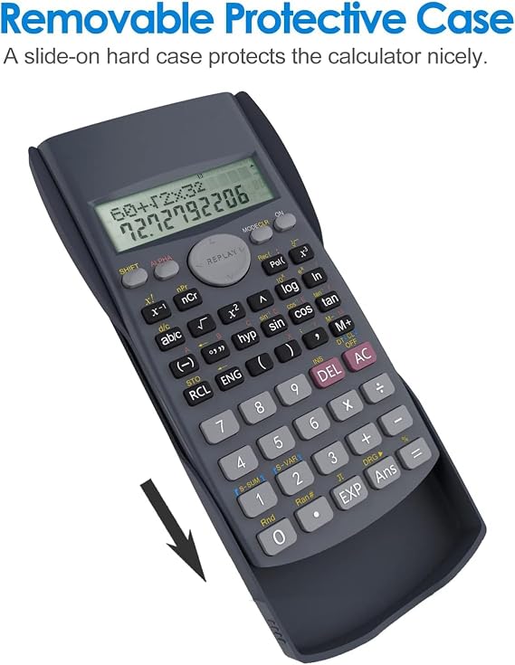 Scientific Calculator Multi Function with Hard Protective Cover, Advanced Engineering & Mathematics Calculator for Students, School, College, University, Algebra, Statistics, Trigonometry Black