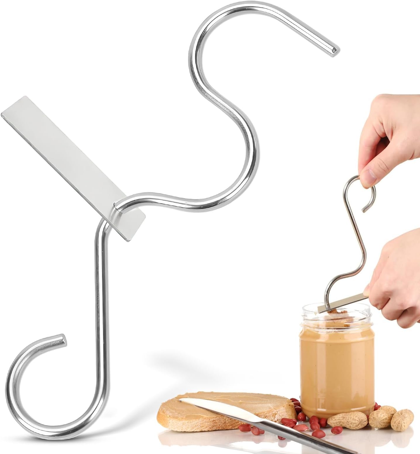 KongJies Peanut Butter Mixer, Peanut Butter Stirrer And Mixer Tool,Peanut Butter Stirrer, Stainless Steel Multipurpose Stirrer for Mixing Various Peanut Butter, Nut Butter, Jam