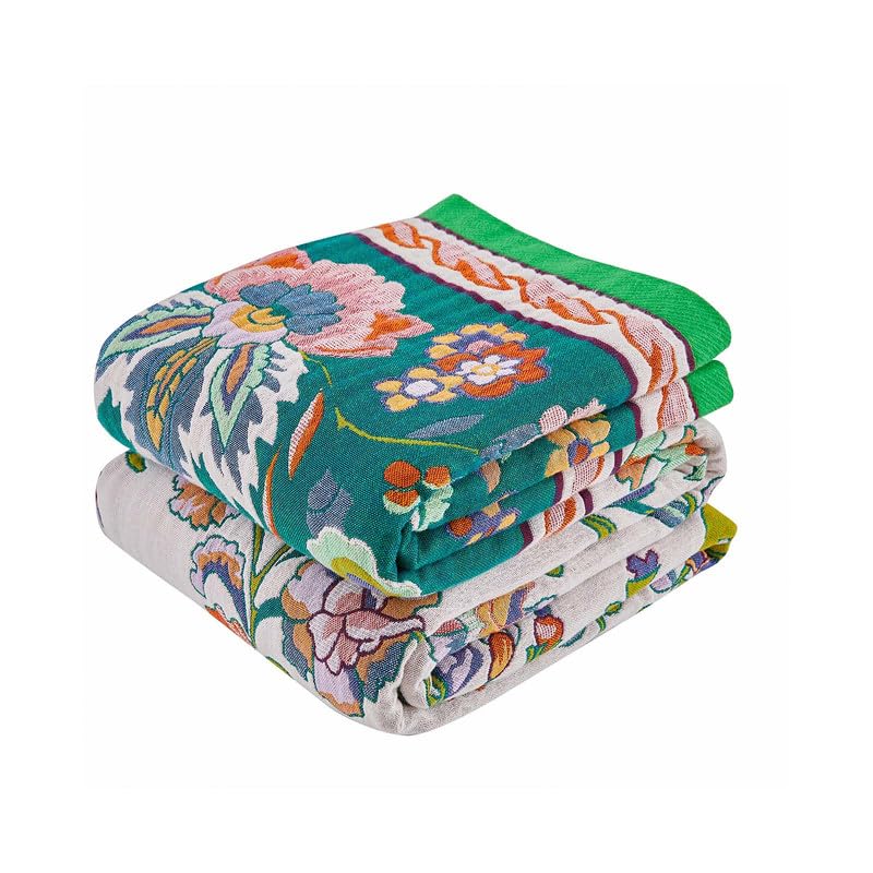 Image of Boho Throw Blanket Cotton Muslin Woven Flower Decorative Blankets 50 inchx60 inch