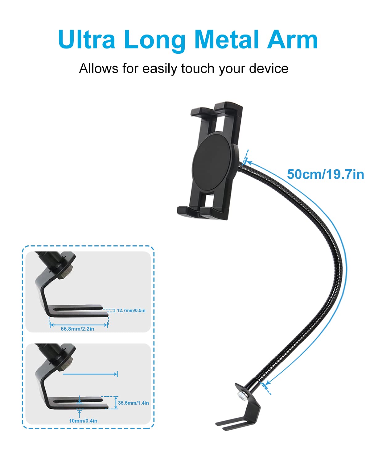 Tablet Halterung Auto Sitzschiene für 4,7-13 Zoll iPad, LKW/PKW Verstellbar Schwanenhals Tablethalterungen Auto für iPad Pro/Air/Mini, Smartphone, Handy, Galaxy Tab, Fire HD, iPhone
