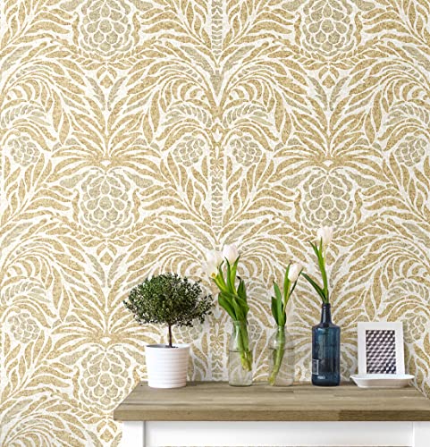 Image of Tommy Bahama - Peel and Stick Designer Wallpaper, Premium Batik Wallpaper for Bedroom, Powder Room, Kitchen, Self Adhesive, Vinyl, 30.75 Sq Ft Coverage (Bondi Batik Collection, Harvest)