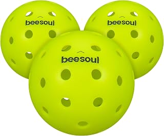 beesoul 3-Pack Premium Pickleball Balls, Outdoor 40-Hole Balls for Consistent Bounce, One-Piece Seamless Design, Built for All Skill Levels