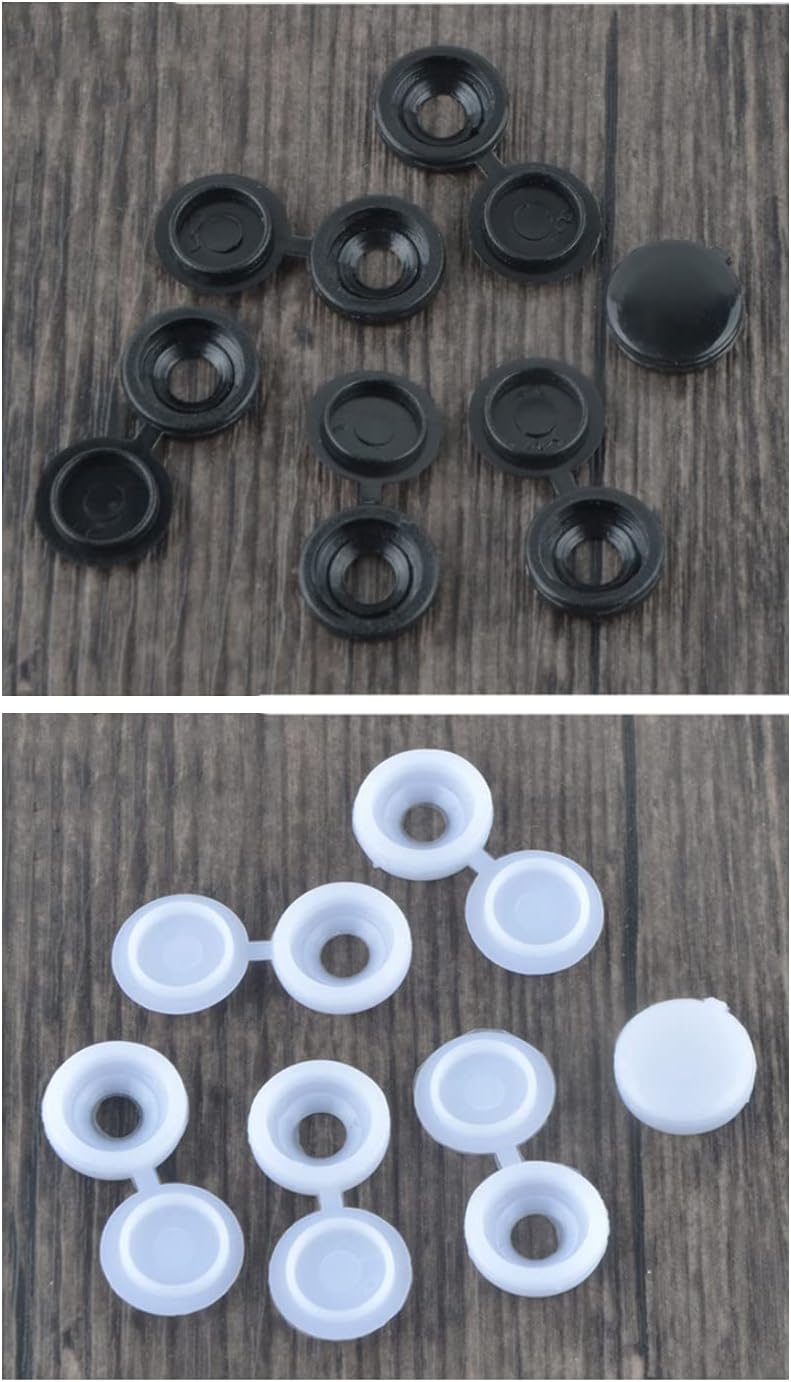 Plastic Screw Caps,200 Pcs Screw Covers Snap Cap Screws Decorative Cover, Washers Cladding Caps for 6~8 Screw for Furniture(White) - Image 4