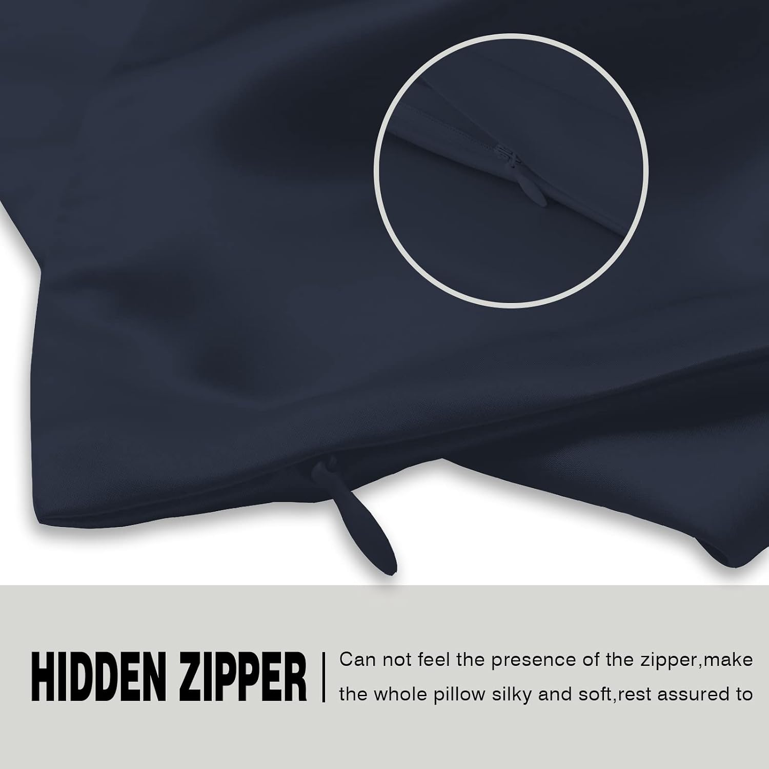 Mulberry Silk Pillowcase for Hair and Skin Standard Size 20"X 26" Pillow Case with Hidden Zipper Soft Breathable Smooth Cooling Silk Pillow Covers for Sleeping (Navy Blue,Standard,1Pcs) thumbnail