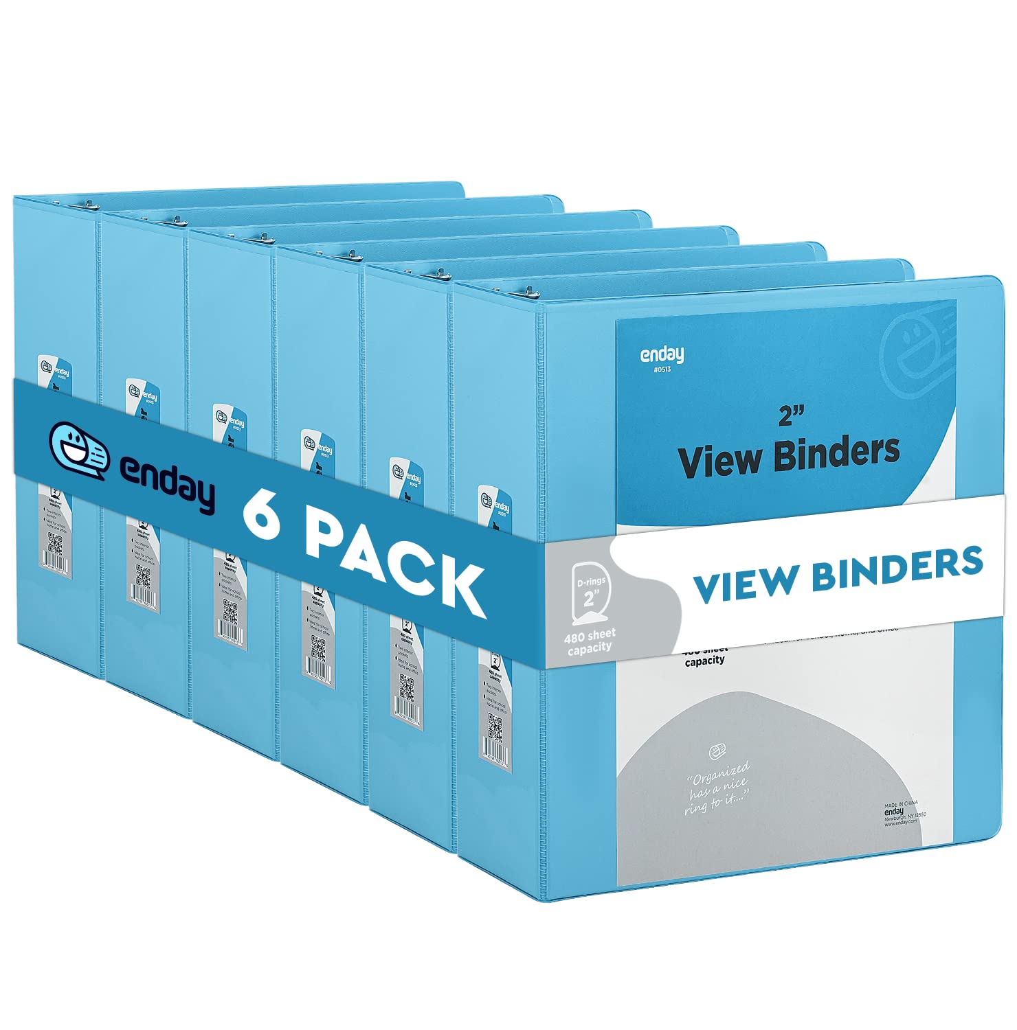 Photo 1 of 3 Slant D-Ring Binder 2 Inch Binder Blue, 2 in Clear View Cover w/ 2 Inside Pockets Binder, Heavy Duty Colored School Supplies Binders Also Available in Grey, Pink, Red, Green, Purple (6 PC)–by Enday 2-Inch 3 Blue