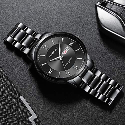 Image of CRRJU Men's Fashion Luxury Stainless Steel Watches for Men Business Auto Date Chronograph Analog Quartz Wristwatches