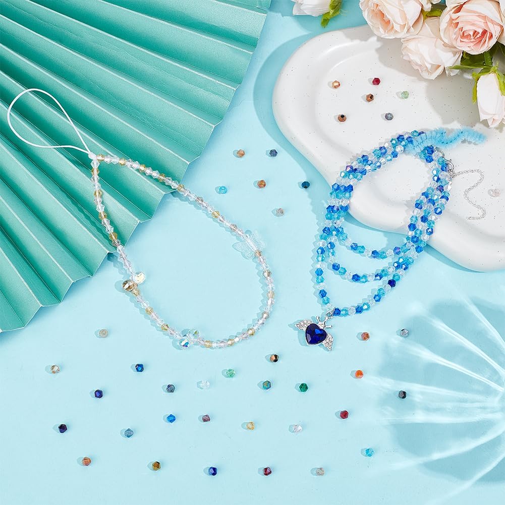 PH PandaHall 1920pcs 24 Color 4mm Glass Crystal Beads Assorted Bicone Jewelry Beads AB Color Loose Spacer Bead Bulk with 1mm Hole for Bracelet Necklace Earring Craft Making Halloween Home Decoration - Image 2