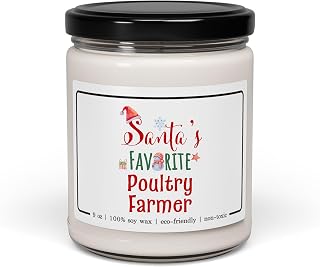 Santa's Favorite Poultry Farmer Candle - Christmas Gifts for Coworker Chicken Farmer Employee Boss Poultry Rancher Party Decor - Xmas, New Year - 9oz Soy Wax Cinnamon Vanilla Scent