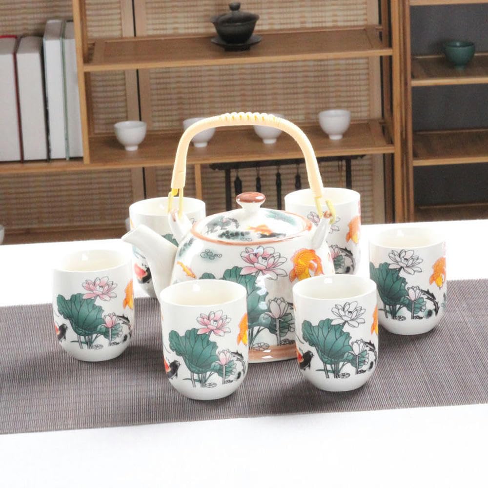 Dzbanek z prezentami 1 garnek 6 filiżanek kreatywny ceramiczny zestaw do herbaty ręcznie robiony czajniczek kubek porcelanowy prezent GungFu herbata kwiatowa Teaware podróż biurowa Teaware(Dragonfly)