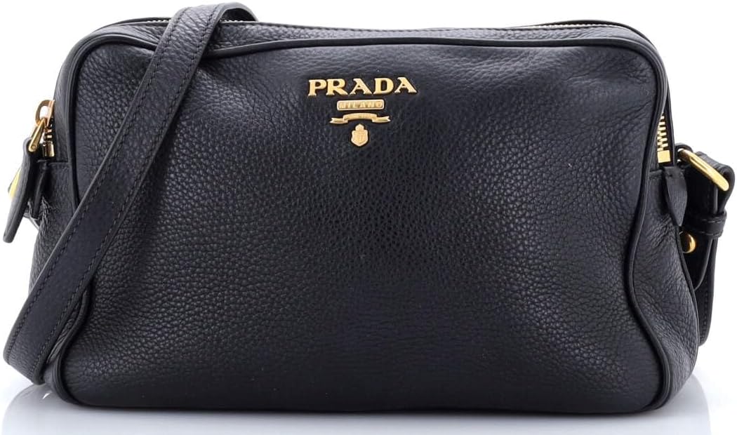 Pre-Loved Double Zip Camera Bag Vitello Daino, Black