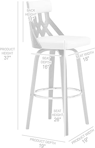 Miniatura 38 de Armen Living Jayden - Taburete de bar moderno giratorio de piel sintética gris y madera de nogal de 26 pulgadas para encimera de isla de cocina