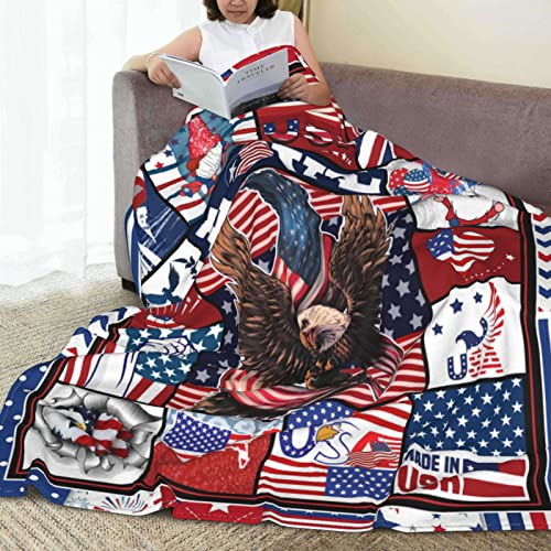 Nvdoxsa Independence Day Blanket Gift, American Flag Blanket Gift For Patriotic, American Flag Star Stripes 50X60 Blanket, Gnome Eagle Patriotic Blanket For Independence Day 4Th July #TOP6