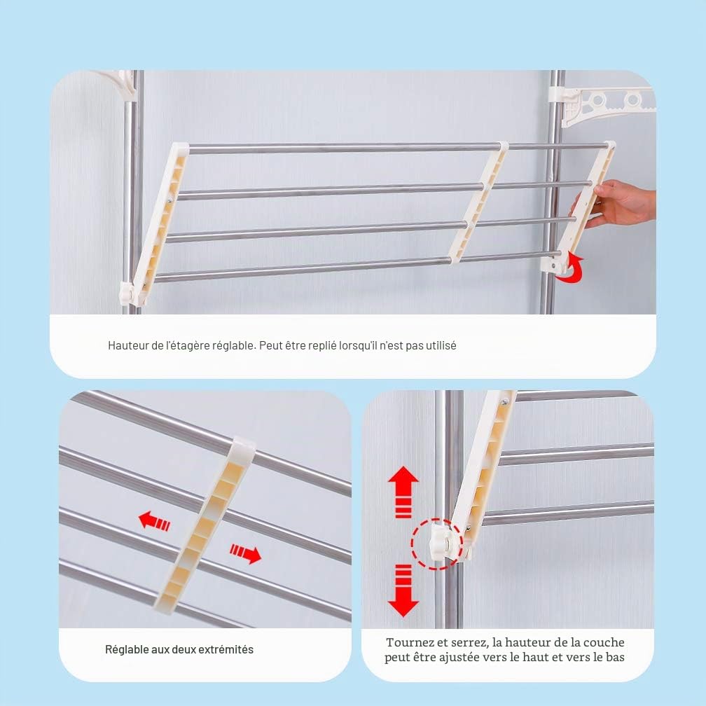Étagère de rangement Hershii au-dessus des toilettes et machines à laver, sèche-linge, unité de rangement, double poteaux de tension
