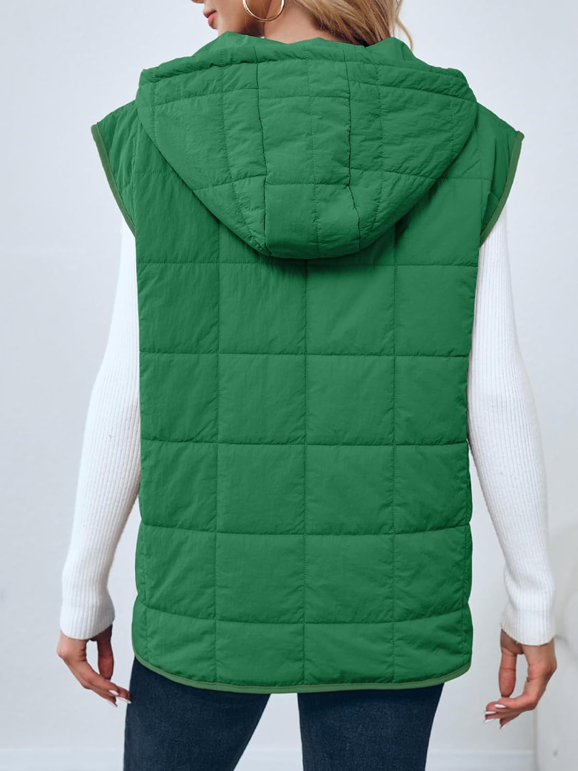Saodimallsu Womens Quilted Puffer Vest Sleeveless Hoodies Fall Winter Tops with Kangaroo Pockets - Image 5