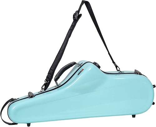 Miniatura 111 de Crossrock Funda recta para saxofón soprano de grado profesional, color azul zafiro, bloqueo TSA, protección Elite, correas desmontables