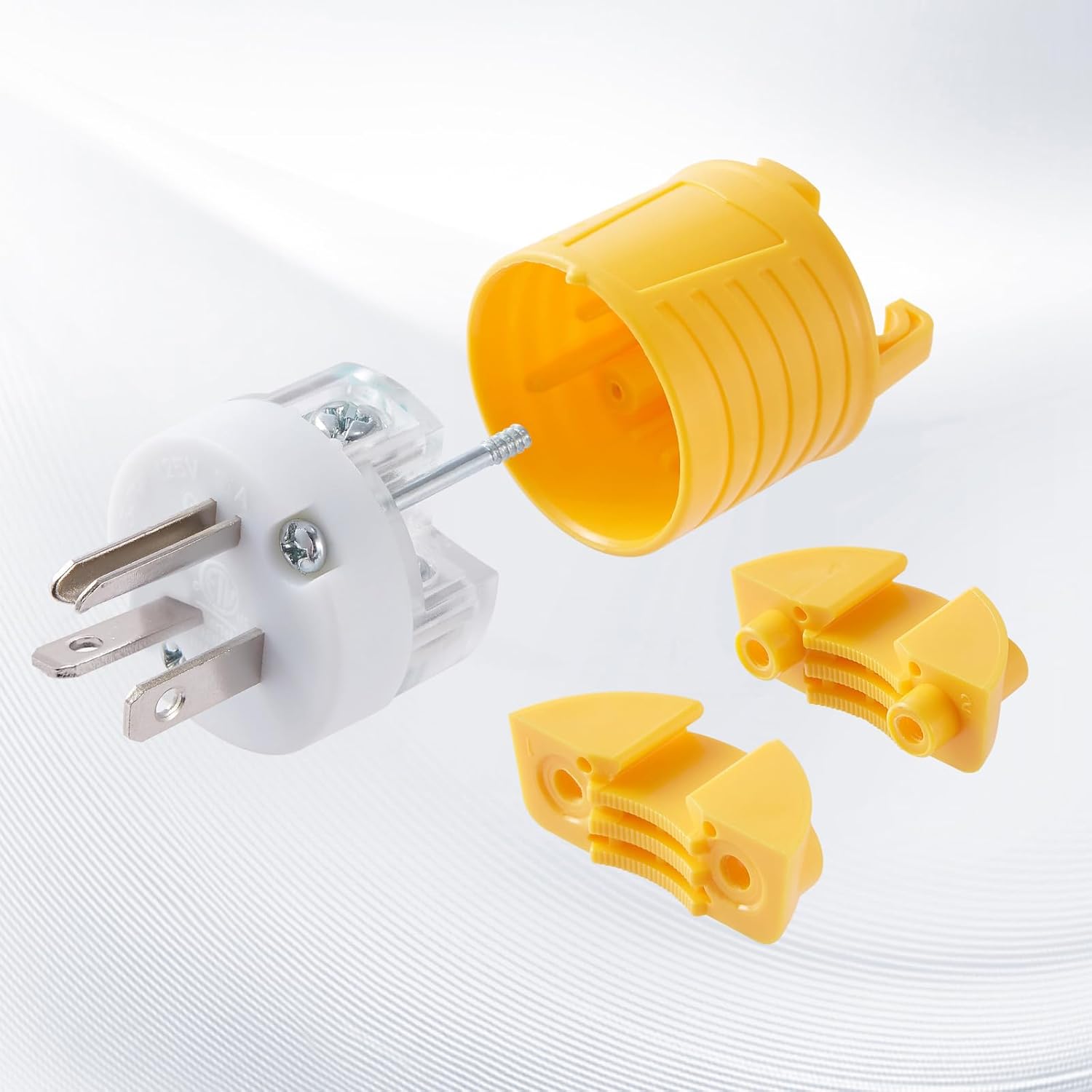 20 Amp 125 Volt Electrical Replacement Plug and Connector, NEMA 5-20 Extension Cord Ends, T-Blade, 2 Pole, 3 Wire Grounding, Industrial Grade, Straight Blade, Heavy Duty, 5 Set, ETL Listed
