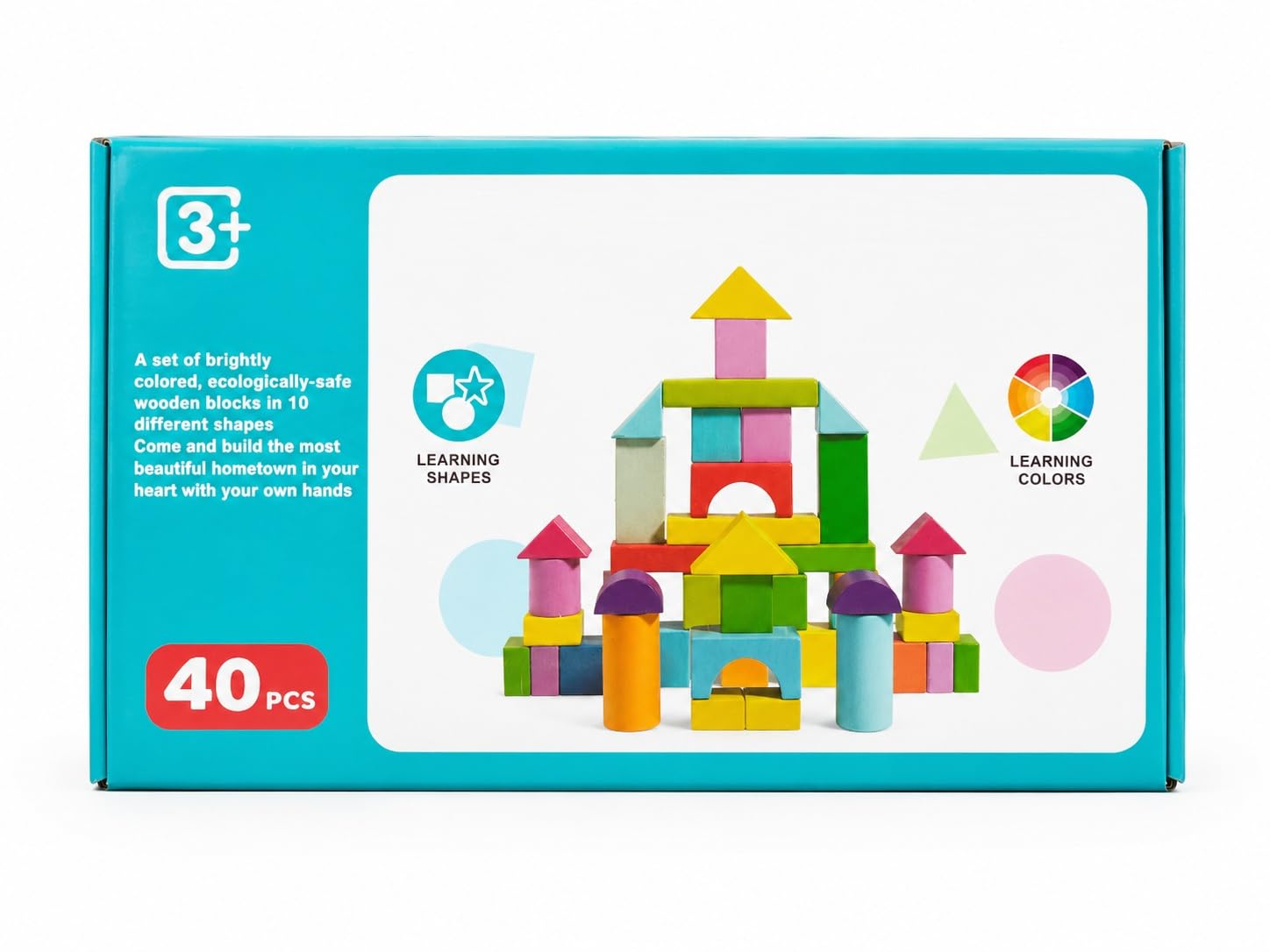 IndusBay® 40 Pieces Wooden Building Blocks Set for Kids 3+ | Non-Toxic Educational Montessori Wooden Toys | Colorful Stacking & Construction Blocks for Creativity, Learning & Imagination-picture-29