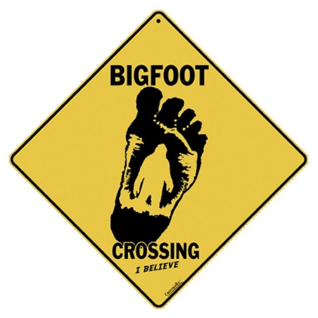 BCTS I Believe In Bigfoot Crossing Sign Sasquash Funny Metal Sign Crossing Traffic Novelty Square Sign 12x12 inch