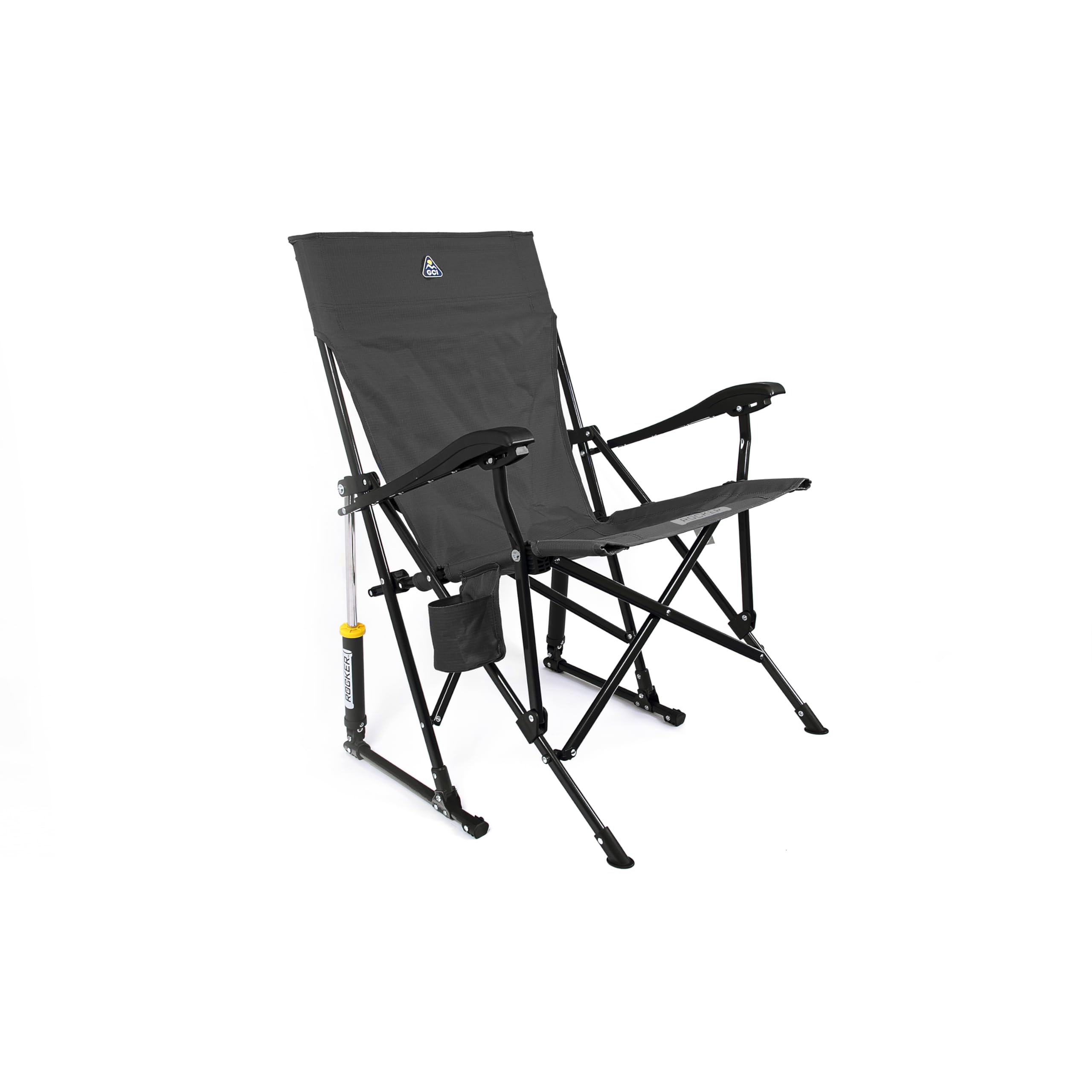 GCI Outdoor RoadTrip Rocker, Portable Folding Camping Chair with Spring-Action Rocking Technology, Dark Charcoal, 75 x 65.5 x 99cm, 113kg Capacity