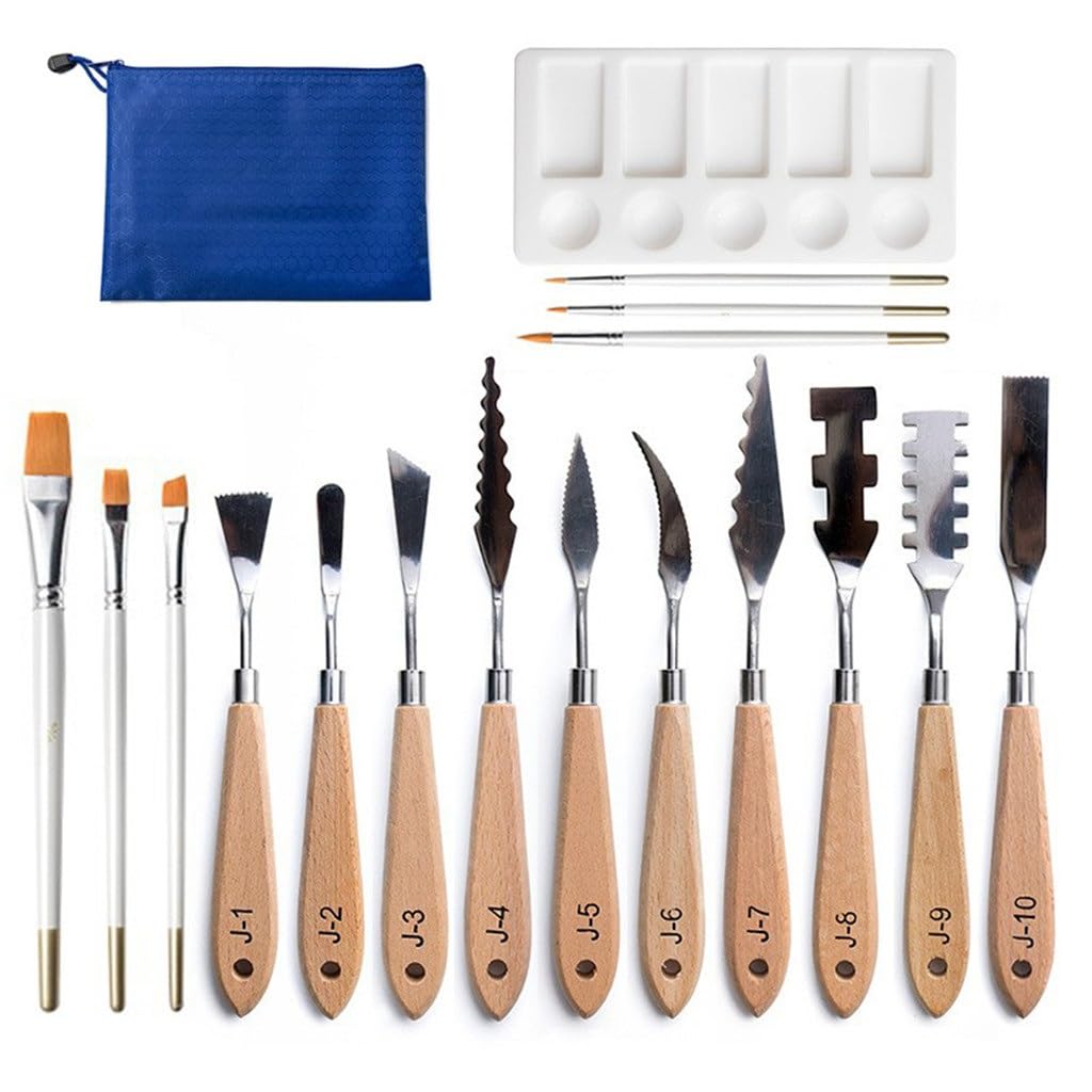 XBTGS Speciale forma raschietto olio pennello tavolozza studenti arte forniture set, D-1, D-1