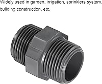 Vista 5 de PATIKIL G1 POM - Tetina de rosca macho a macho, paquete de 2 conexiones hexagonales de fontanería, color gris