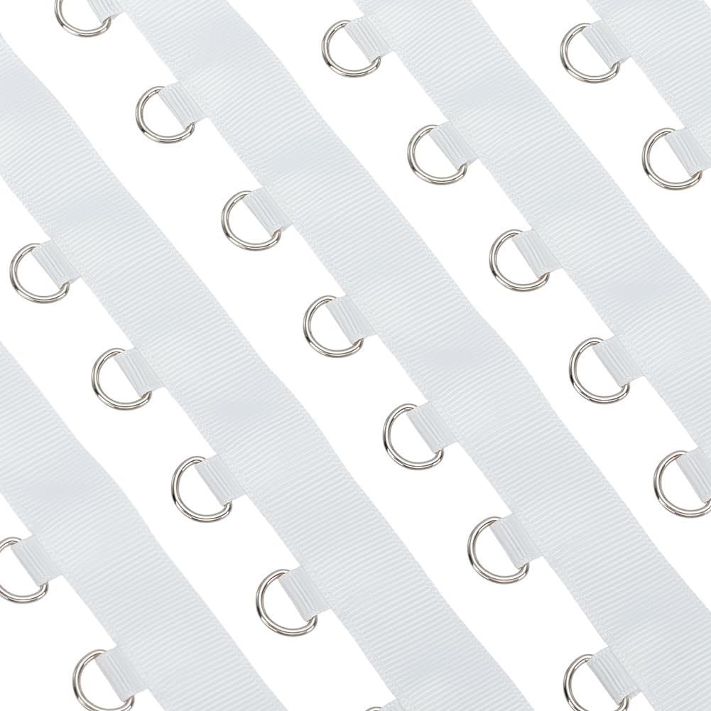 WEBEEDY 5 Yards White Grommet Trim with D Rings, 0.8 Inch Wide Clothing Sewing Trim Metal Eyelet Ring Ribbon Strip for Garment Corset Lingerie Making & Sewing Craft Project Decoration