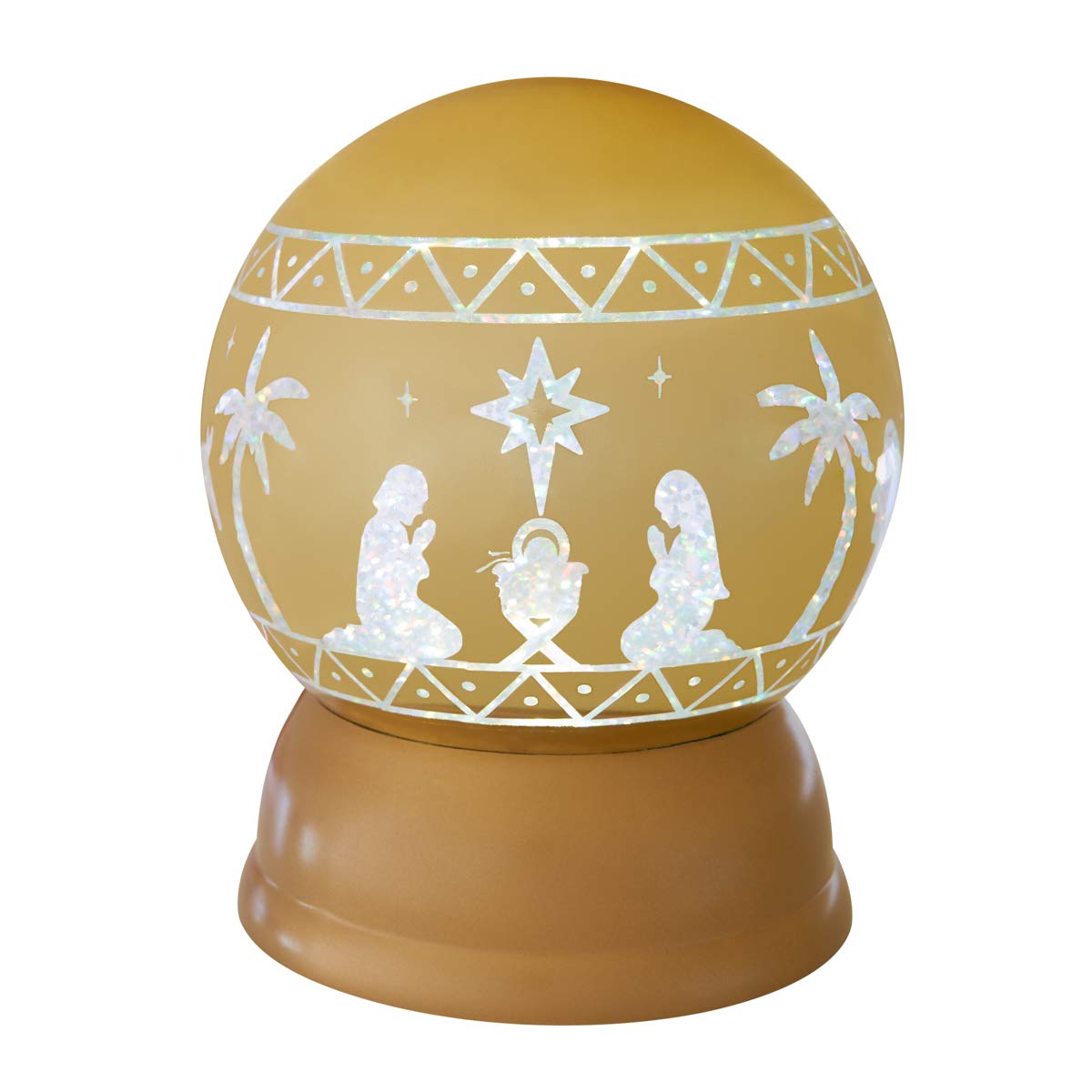 Gold Glitter Ball Snowglobe Nativity - Sets for Christmas Indoor - Christmas Nativity Set - Manger Scene Decorations - Snowglobe - Holy Family Scene