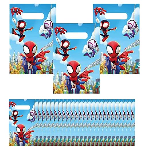 UD 30 Pcs Spider Party Favor Bags, Superhero and His Friends Birthday Gift Bags for Superhero Themed Party Decorations Goodie Treat Candy Bags