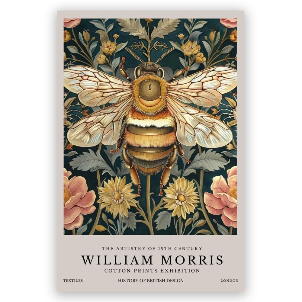 WHQethrial William Morris Wall Art - Vintage William Morris Flower Bee Botanical Prints, Exhibition Posters, Fine Art Gallery Pictures for Home and