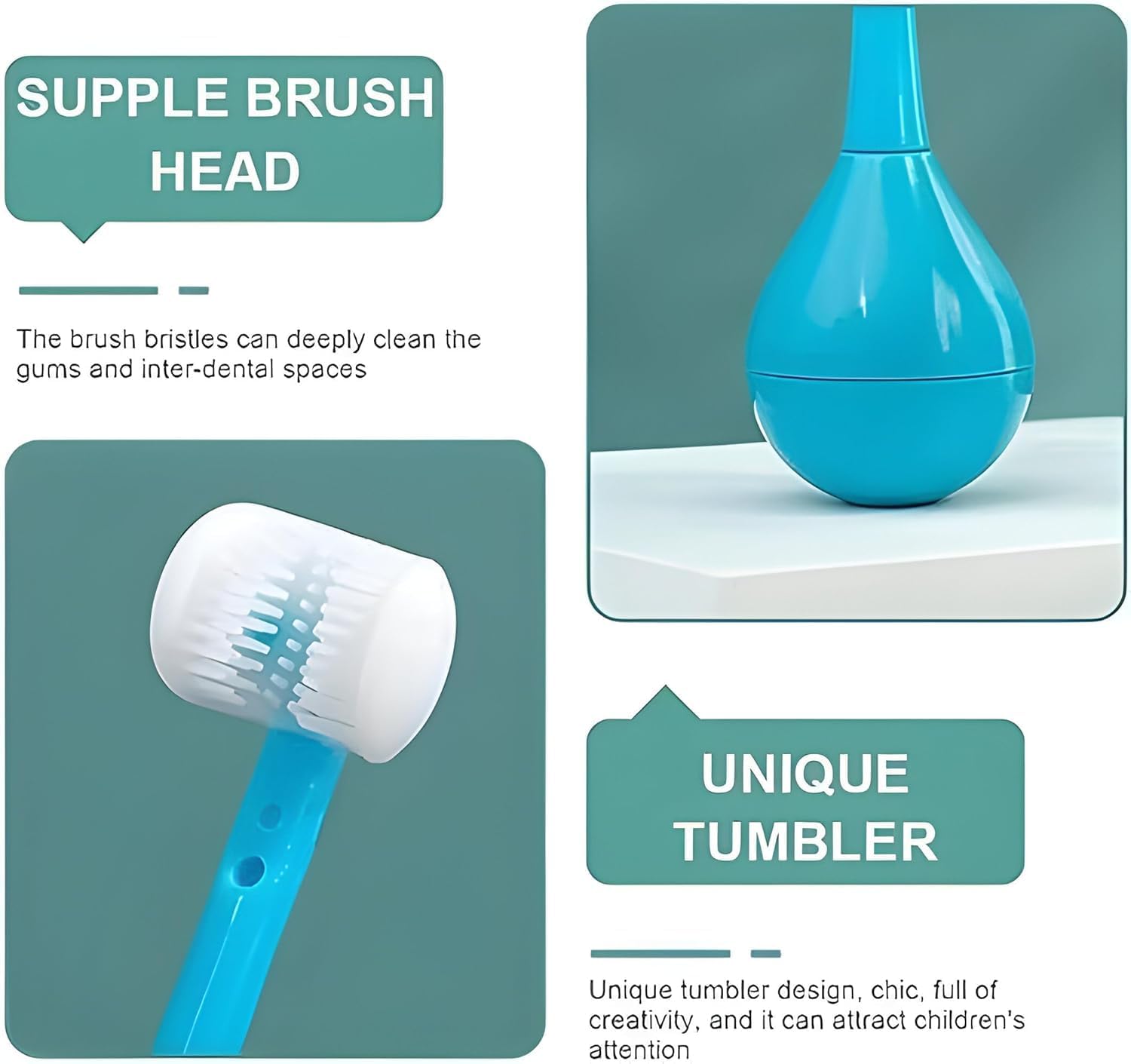 Ncry 1 pc Three Sided Toothbrush for Kids, Three Sided Children's Toothbrush,3D Kids Three-Sided Toothbrush Training, Kids Soft Bristle Toothbrush 1