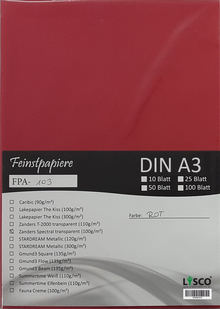 Zanders Spectral Transparentpapier 25 Blatt - 100x100mm Silber 100g/m² Für Druck & Basteln