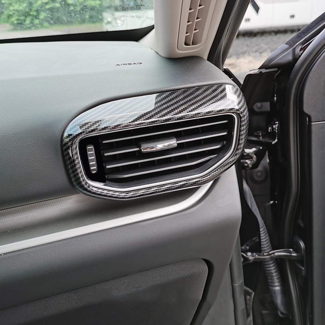 RUIHE 2pc Carbon Fiber Color Air Conditioning Dashboard Vent Cover Trim Fit for Ford Explorer 2020 2021 2022 2023