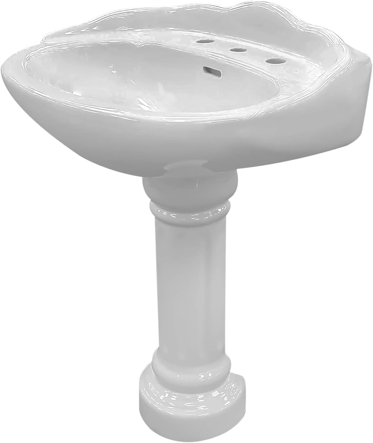 Fine Fixtures, Victorian Pedestal Sink, White Color, 26 Inch Vitreous China Ceramic Material - (8 Inch Faucet Spread hole)