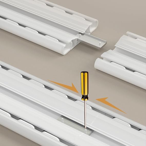Double Aluminum Ceiling ain Track White with Smooth Gliders for Indoor Drapery Custom Length Modern Rod for Pleated (D 270cm/8.8ft)