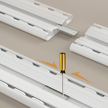 Double Aluminum Ceiling ain Track White with Smooth Gliders for Indoor Drapery Custom Length Modern Rod for Pleated (D 270cm/8.8ft)