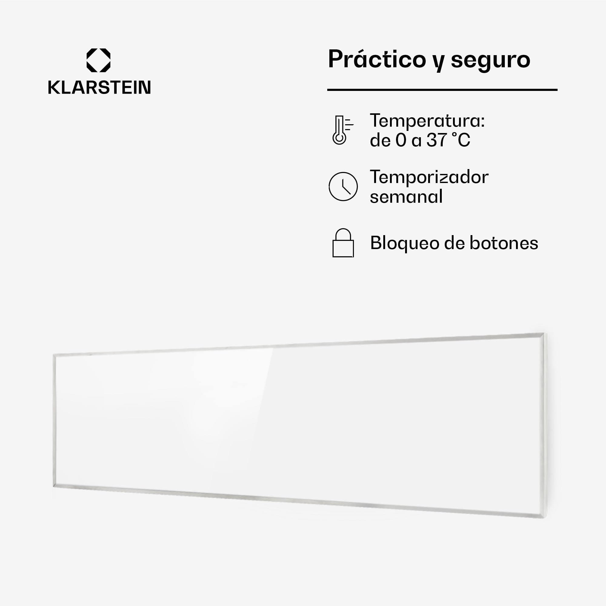 Klarstein Radiador Infrarrojos Pared Potencia, 300W, Placa Calor Bajo Consumo App Wifi, Panel Radiante Bajo Consumo, Infrarrojos Calefaccion, Calefactores Infrarojos Panel Radiante Pared