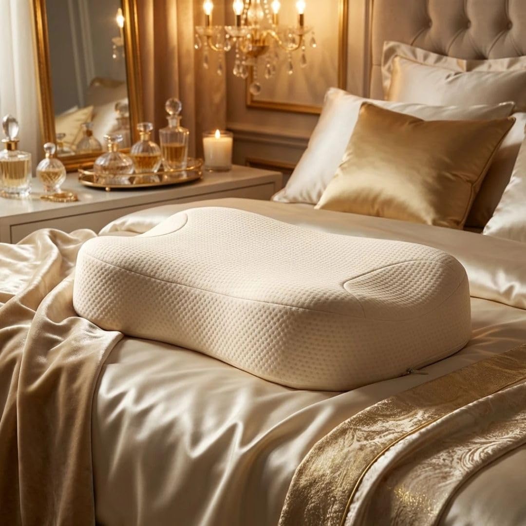 Anti-Falten-Kissen aus Memory Foam, Beauty-Kissen gegen Schlaffalten, ergonomisches Kosmetikkissen für Seiten- und Rückenschläfer