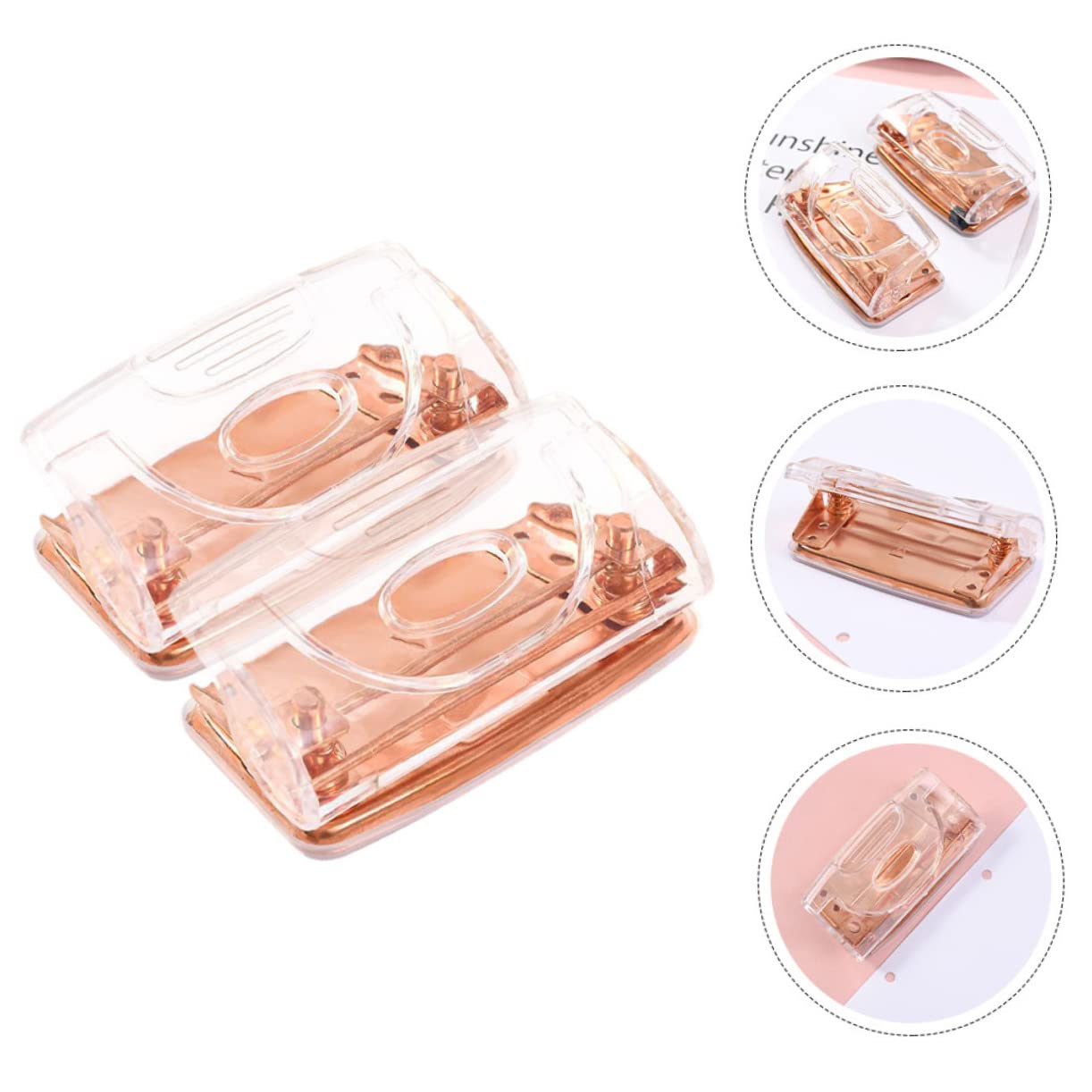 DOITOOL Lot de 2 Perforatrices de 5 Cm avec Attache-papier en Métal Et Plateau de Rangement pour Perforatrices à Main (2 Pièces)