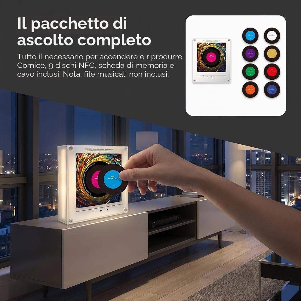 Magnete per frigorifero magnetico NFC a induzione con altoparlante cantante, confezione da 9 magneti personalizzati per frigorifero con musica, adesivi sonori programmabili intelligenti, riproduce la