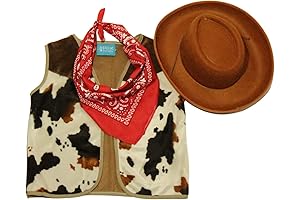 Kids Western Classic Costume Set: Vest, Brown Hat, and Bandanna