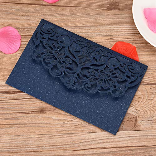Baugger - 10 pcs Papel De Pérola Floral Convite Cartões Titulares de Convite com Folha Interna Em Br