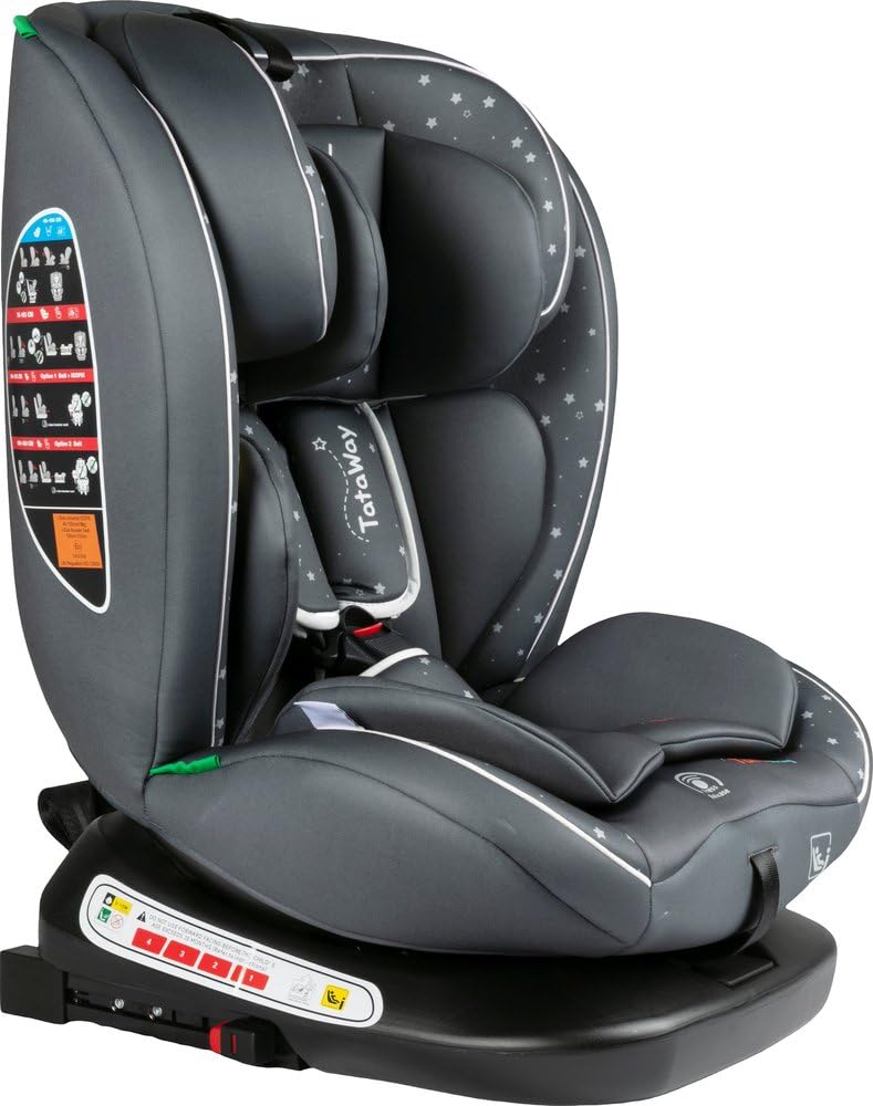 I-Size Autositz 40-150 Cm, Um 360 Grad Drehbarer Kindersitz, Mit Isofix-Haken, Gruppe 0-1-2-3, Ca. 0-12 Jahre (0-36 Kg), Höhenverstellbar, Neigbar