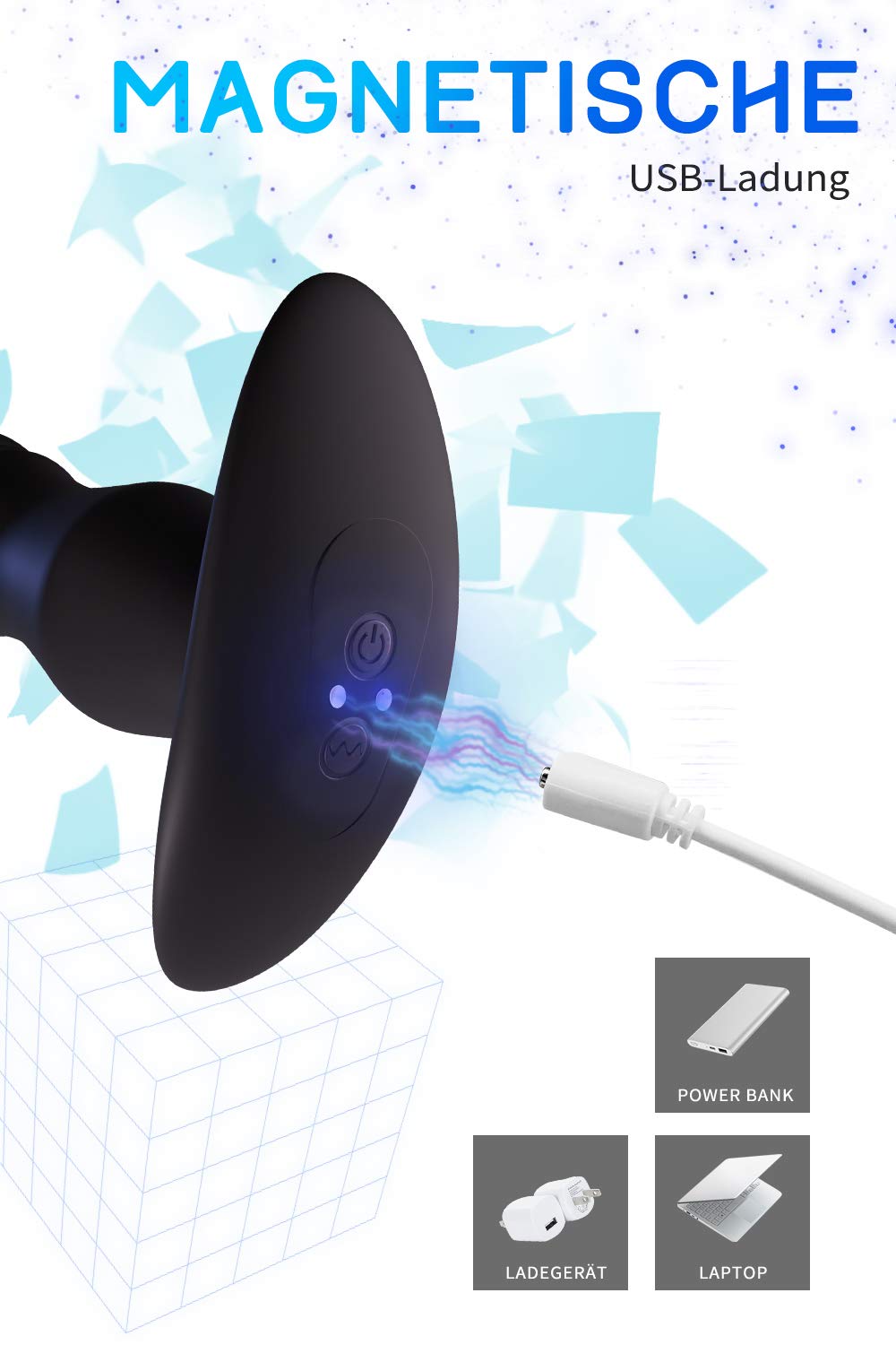 FIDECH Tapón anal de silicona suave con vibración, vibrador con 10 funciones de choque y modos de vibración, gran plug anal con mando a distancia, vibrador para ella, juguete sexual para parejas