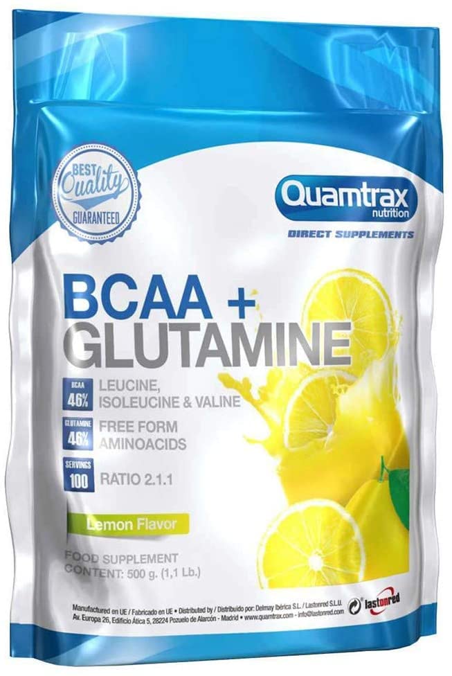 Quamtrax Nutrition - BCAA + Glutamine - Orange - 500 gr - Mejorar el Rendimiento Fisico durante el Ejercicio