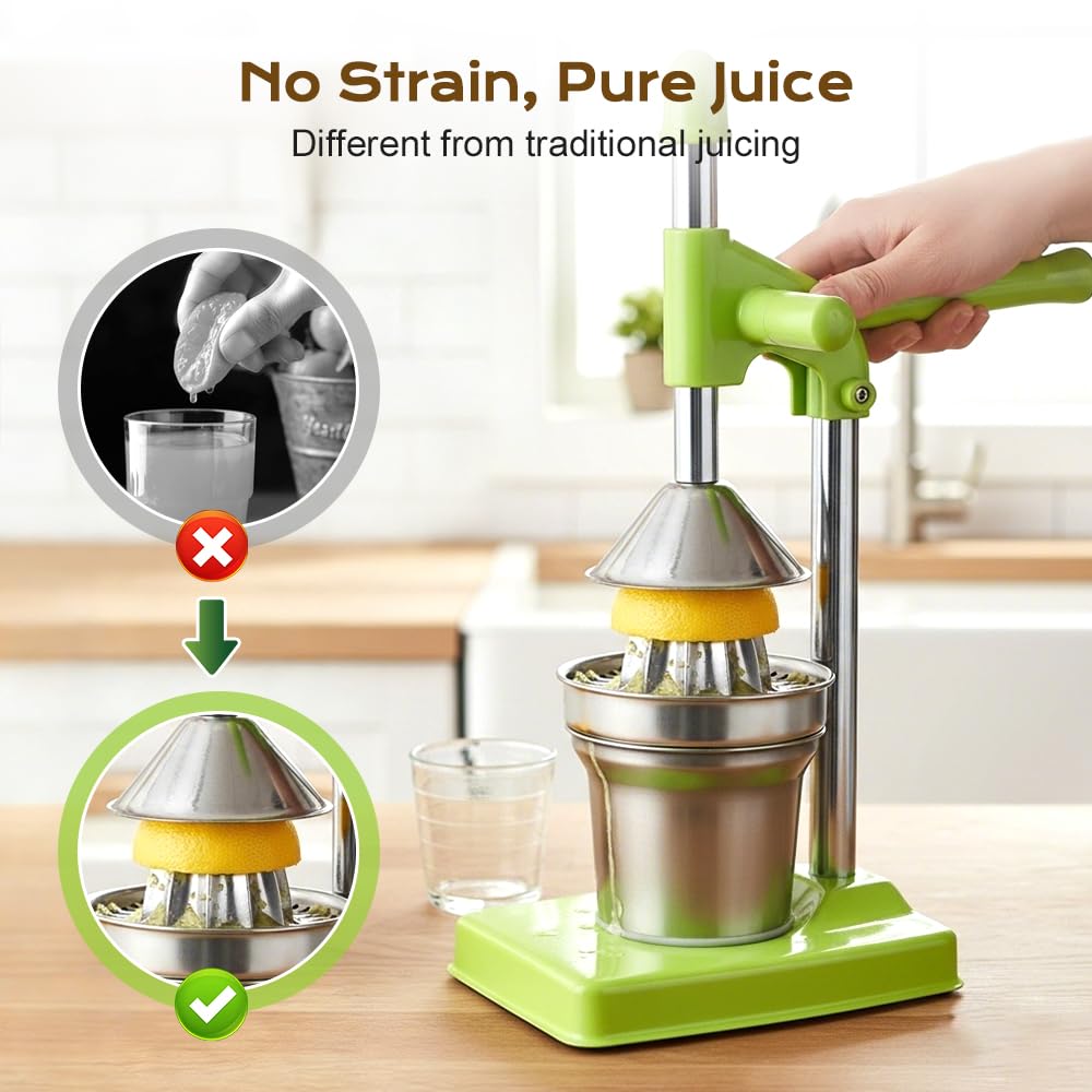 Estrattore di succo di frutta fresca in lega di alluminio 2026, spremiagrumi resistente, spremiagrumi portatile, impugnatura ergonomica, facile da usare, 23,9 cm di lunghezza (02)